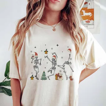 Скъпа ежедневни тениска с писмото шарките на 90-те години, женска коледа риза с къс ръкав, топ, дамски модни тениска с принтом Изображение 3