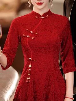 Robe de soiree 2023, на малка луксозна вечерна рокля в китайски стил, с кръгло деколте, Секси елегантна вечерна рокля, вечерна рокля за бала. Изображение 4
