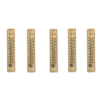Дървен Термометър от 5 части, Стъклен Термометър Среден Размер И Домакински Термометър Изображение 4