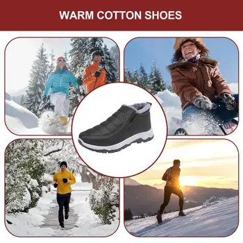 Зимните стилни зимни ботуши с топла подплата, устойчива на плъзгане обувки отвън, ежедневни обувки, без закопчалка за жени и мъже Изображение 4