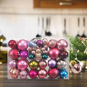 Комплект Коледни топки 75шт Цветни Топки с покритие покритие за Коледа Топки с коледна атмосфера, за партита, тържества, пазаруване Изображение 4