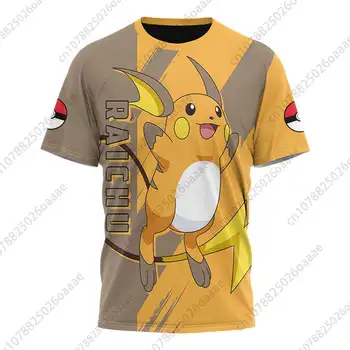 Мъжки и женски 3D-тениски Pokemon Pichu Pikachu за спорт и отдих, детски ризи с къс ръкав Изображение 4