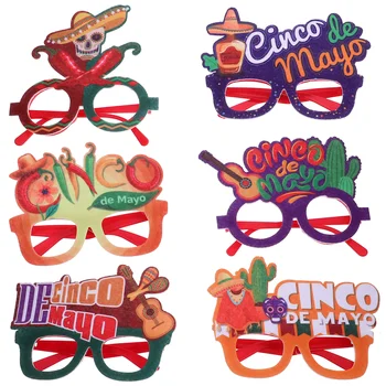6 Бр. Вечерни очила, бижута за възрастни, очила в мексикански теми, Забавни стоки за деца, новост, филцове Изображение 5