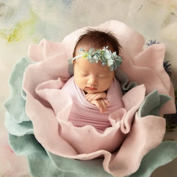 Детски превръзки с цветя, Реквизит за снимки на новородени, Превръзка на главата за момичета, Превръзка от неопрен за студийната фотография, Аксесоари за детски коса Изображение 5